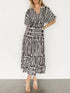 ruched-printed-v-neck-half-sleeve-midi-dress OhSoStyled - Sophia's Style in Black-6