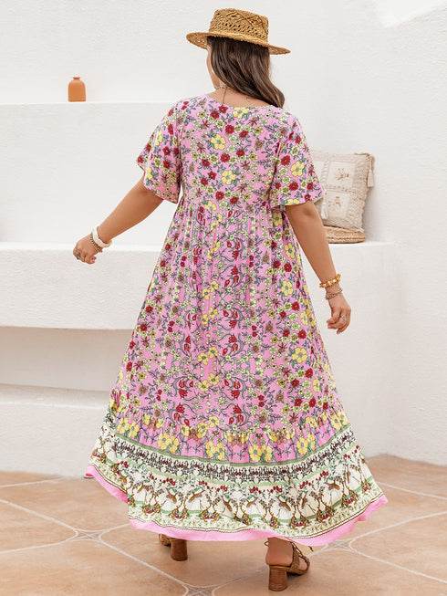 plus-size-floral-tie-neck-flutter-sleeve-maxi-dress-2 OhSoStyled - Sophia's Style-3