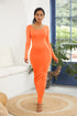round-neck-long-sleeve-maxi-wrap-dress Sophia's Trends - Sophia's Style-Orange-S