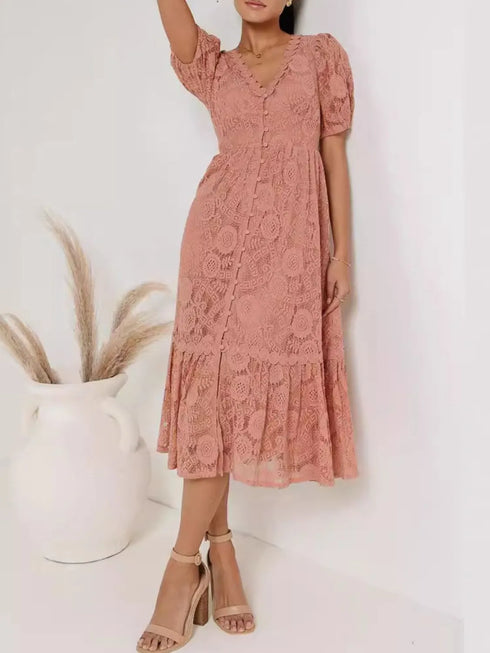 lace-v-neck-short-sleeve-dress OhSoStyled - Sophia's Style in Black-7