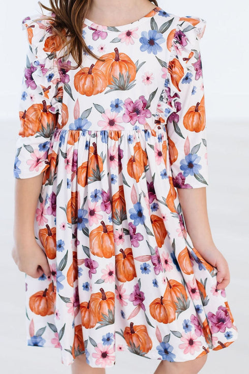 hey-pumpkin-ruffle-twirl-dress Mila & Rose - Sophia's StyleTwirl Ruffle Dress 3/4-1