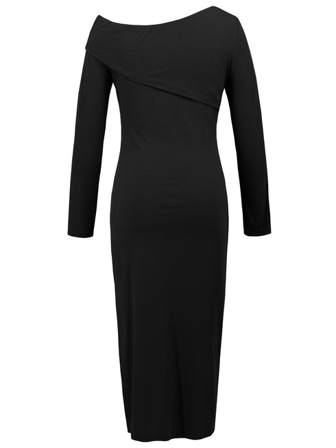 slit-one-shoulder-long-sleeve-dress OhSoStyled at Sophia's Style-3