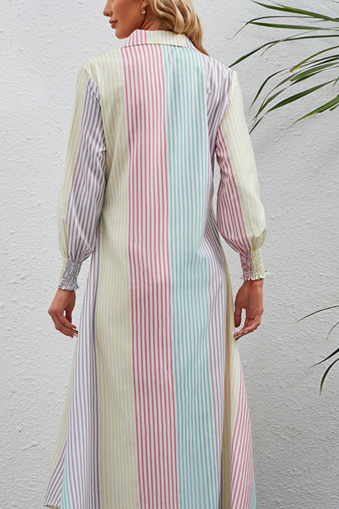 rainbow-stripe-button-up-maxi-shirt-dress OhSoStyled - Sophia's Style-2