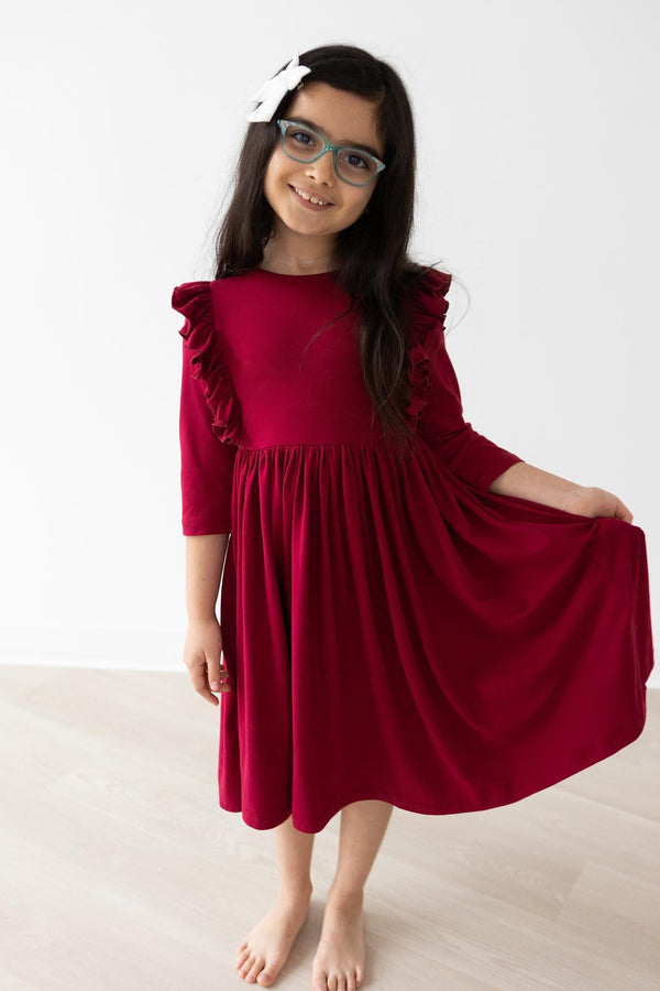 burgundy-ruffle-twirl-dress Mila & Rose - Sophia's Style-Burgundy Ruffle Twirl Dress-6-12M--1