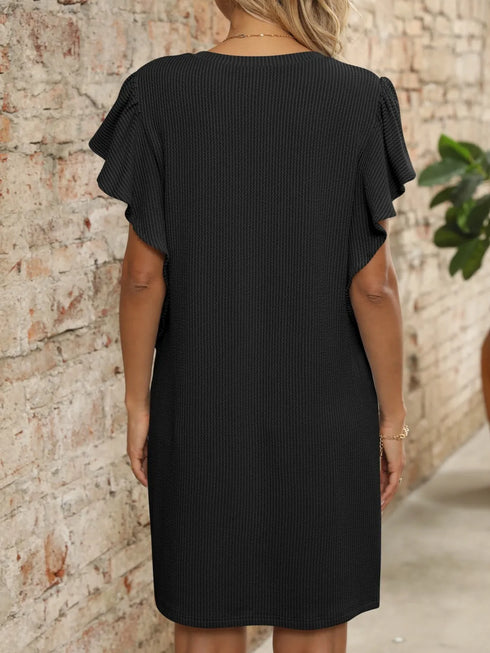 ruffled-v-neck-cap-sleeve-mini-dress-1 OhSoStyled at Sophia's Style-4