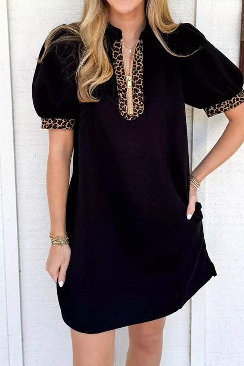 leopard-trim-zipper-front-mini-dress-OhSoStyled-Sophia's-Style-2