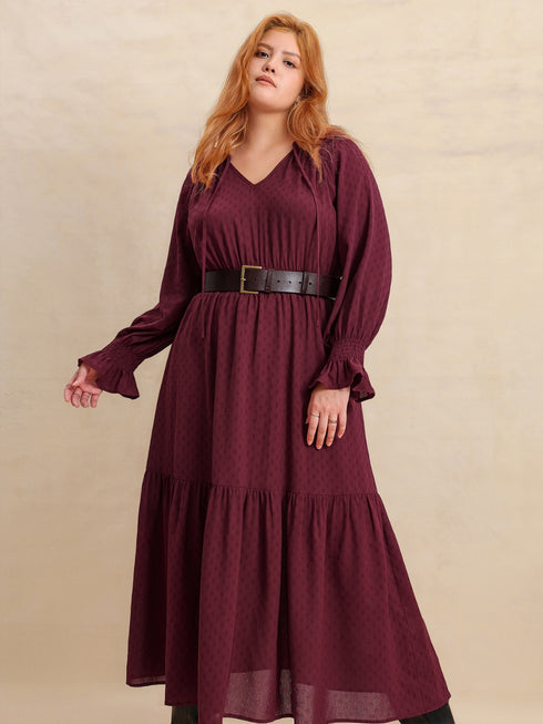 plus-size-swiss-dot-tie-neck-flounce-sleeve-maxi-dress OhSoStyled - Sophia's Style-5