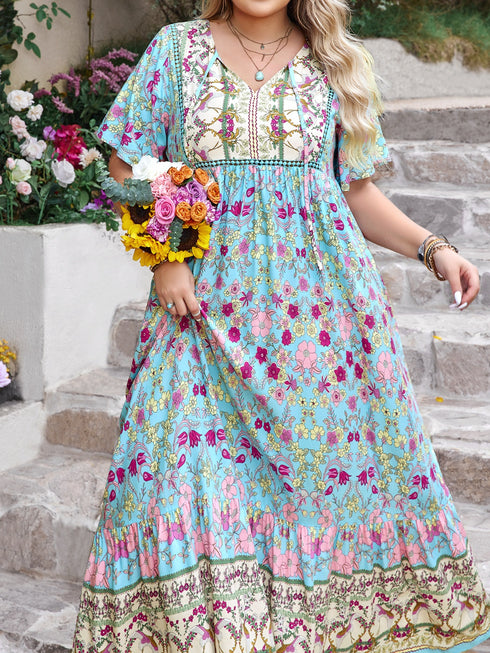 plus-size-printed-tie-neck-flutter-sleeve-maxi-dress OhSoStyled - Sophia's Style-5