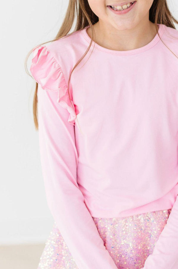 bubblegum-pink-l-s-ruffle-tee Mila & Rose at Sophia's Style-Bubblegum Pink L/S Ruffle Tee-6-12M-Ruffle Tee L/S-1