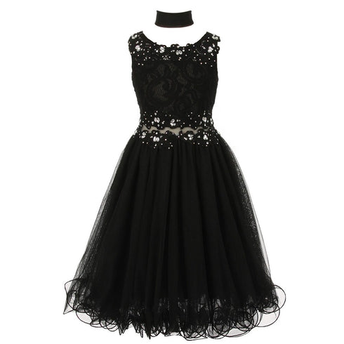 Lace Mesh Rhinestone Wired Flower Girl Dress 4-20 - SophiasStyle.com