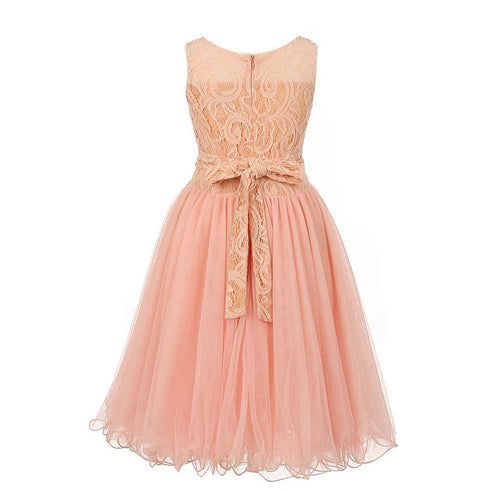 Lace Mesh Rhinestone Wired Flower Girl Dress, Sizes 4-20