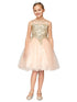 Girls Multi Color Gold Trim Wire Tulle Flower Girl Junior Bridesmaid Dress 4-18
