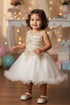 Baby Girls Gold Coiled Lace Illusion Flower Girl Dress 6-24 Months