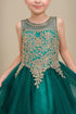 Vestido de dama de honor junior de tul con ribete dorado y rubor para niñas grandes 8-16
