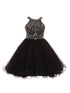 Girls Rhinestone Halter Neck Tulle Flower Girl Junior Bridesmaid Dress 6-20