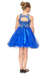 Girls Rhinestone Halter Neck Tulle Flower Girl Junior Bridesmaid Dress 6-16