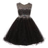 Girls Sparkling Rhinestone Illusion Tulle Party Formal Dress, Sizes 4-16