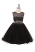 Girls Sparkling Rhinestone Illusion Tulle Party Dress 4-16