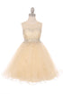 Girls Sparkling Rhinestone Illusion Tulle Party Dress 4-16