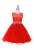 Girls Sparkling Rhinestone Illusion Tulle Party Dress 4-16