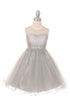 Girls Sparkling Rhinestone Illusion Tulle Party Formal Dress, Sizes 4-16
