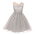 Big Girls Silver Sparkling Rhinestone Illusion Tulle Party Formal Dress 8-16 - SophiasStyle.com
