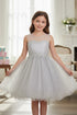 Girls Sparkling Rhinestone Illusion Tulle Party Formal Dress, Sizes 4-16