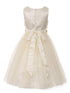 Big Girls Champagne Pearl 3D Floral Accents Tulle Junior Bridesmaid Dress 8-16 - SophiasStyle.com