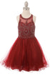 Girls Illusion Halter Neck Sweetheart Beaded Bodice Tulle Flower Girl Junior Bridesmaid Dress, Sizes 4-16 - SophiasStyle.com
