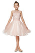 Girls Illusion Halter Neck Sweetheart Beaded Bodice Tulle Flower Girl Junior Bridesmaid Dress, Sizes 4-16 - SophiasStyle.com