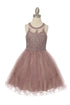 Girls Illusion Halter Neck Sweetheart Beaded Bodice Tulle Flower Girl Junior Bridesmaid Dress, Sizes 4-16 - SophiasStyle.com