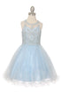 Girls Illusion Halter Neck Sweetheart Beaded Bodice Tulle Flower Girl Junior Bridesmaid Dress, Sizes 4-16 - SophiasStyle.com