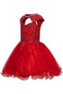 Girls Rhinestone Halter Sweetheart Neckline Flower Girl Dress, Sizes 12-14