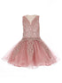 Girls Beaded Lace Corset Short Tulle Flower Girl Dress, Sizes 2-16