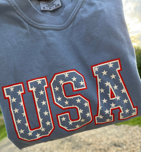 unisex-adult-usa-stars-on-comfort-colors-tee Little Joy Co - Sophia's Style-2