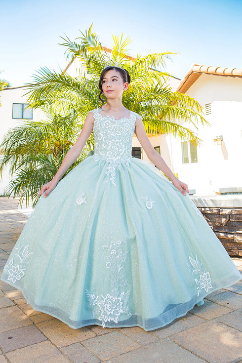 Girls Multi Color 3D Puff Print Sparkling Corset Back Flower Girl Dress 2-16 - SophiasStyle.com