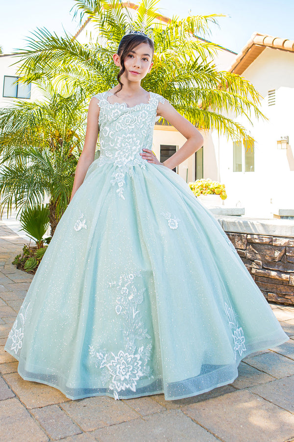 Girls Multi Color 3D Puff Print Sparkling Corset Back Flower Girl Dress 2-16 - SophiasStyle.com