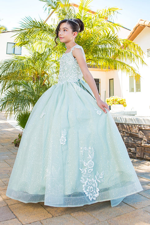 Girls Multi Color 3D Puff Print Sparkling Corset Back Flower Girl Dress 2-16 - SophiasStyle.com