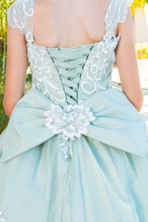Girls Multi Color 3D Puff Print Sparkling Corset Back Flower Girl Dress 2-16 - SophiasStyle.com
