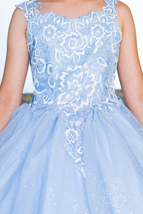 Girls Multi Color 3D Puff Print Sparkling Corset Back Flower Girl Dress 2-16 - SophiasStyle.com