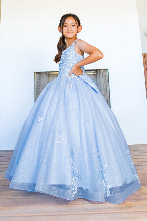 Girls Multi Color 3D Puff Print Sparkling Corset Back Flower Girl Dress 2-16 - SophiasStyle.com