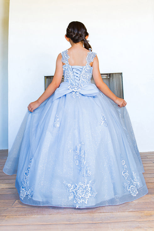 Girls Multi Color 3D Puff Print Sparkling Corset Back Flower Girl Dress 2-16 - SophiasStyle.com