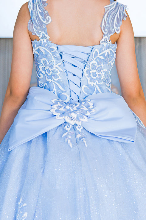 Girls Multi Color 3D Puff Print Sparkling Corset Back Flower Girl Dress 2-16 - SophiasStyle.com