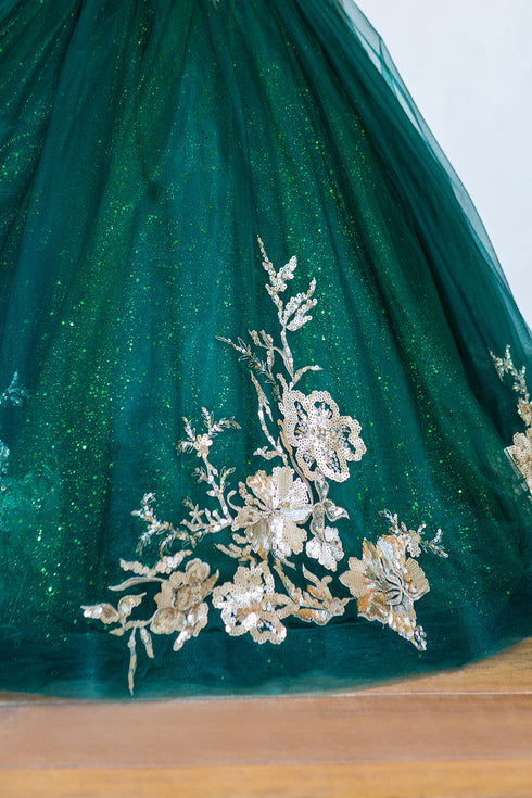 Girls Sequin Applique Tulle Glitter Dress with Corset Keyhole Back, Sizes 2-16 - SophiasStyle.com