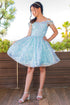 Girls Rainbow Sequin Off Shoulder Short Party Dress, Sizes 2-16 - SophiasStyle.com