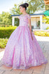 Girls Rainbow Sequin Glitter Tulle Off Shoulder Sweep Train Ball Gown, Sizes 2-16 - SophiasStyle.com
