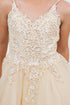 Girls Double Spaghetti Rhinestone Embroidered Gown, Sizes 4-16