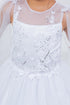 Girls Illusion Top 3D Flowers Sheer Sleeve Flower Girl Dress 2-16