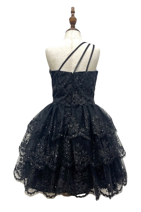 Girls One Shoulder Multi Layered Tulle Dress 4-16