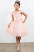 Girls 3D Flower Corset Body Flower Shoulder Strap Gown 4-16